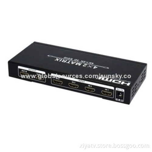 3D HDMI Matrix 4 x 2 with EDID Control, Supports 4K x 2K